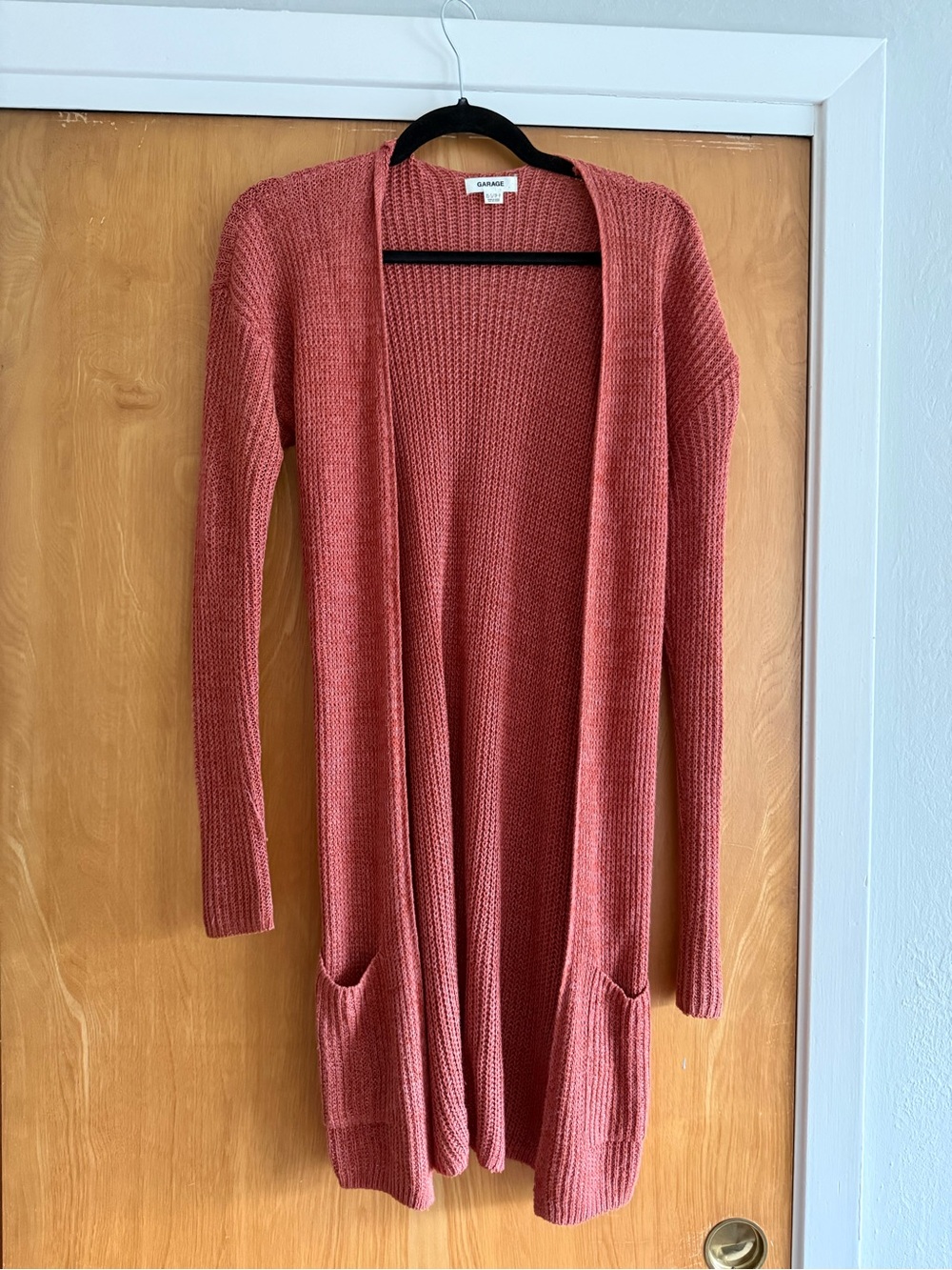 Garage Open-Front Long Cardigan - Rose